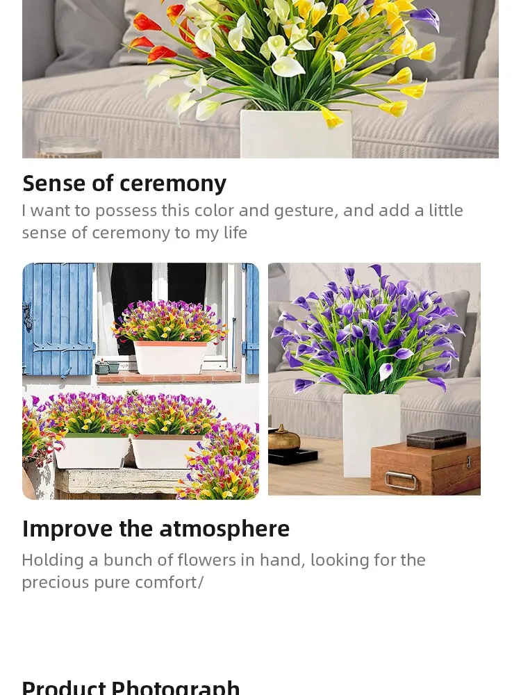 Flores artificiales de Color para jardín, Patio exterior, ventana, Patio, oficina, hogar, escritorio, habitación, 1 unidad