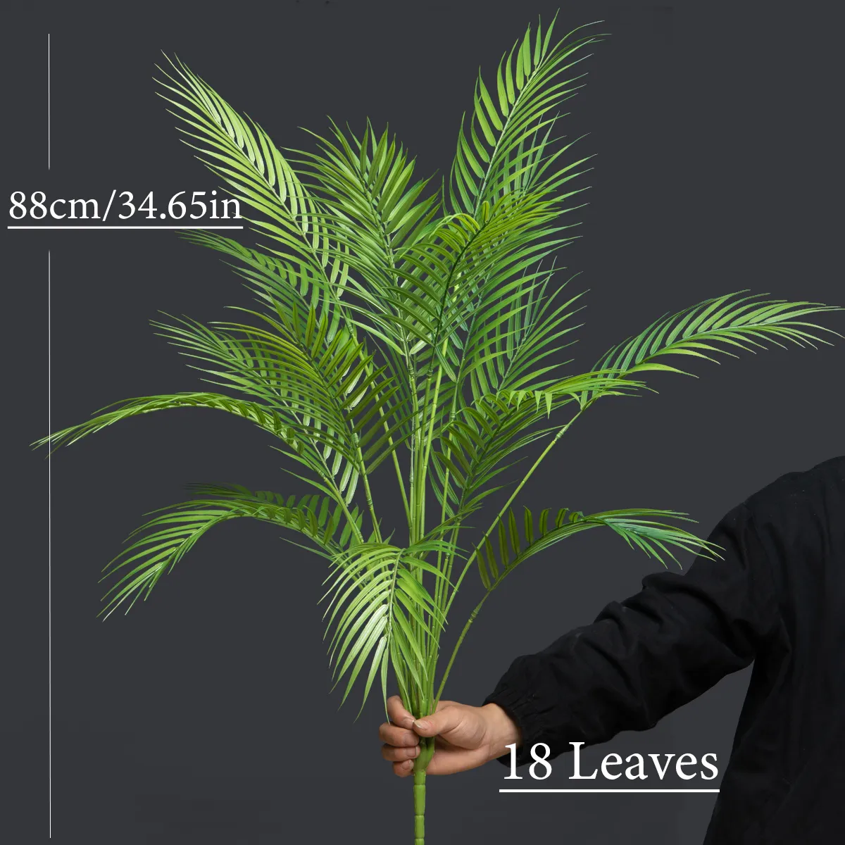 Plantas de Palma artificiales grandes, hojas de helecho de plástico Monstera falsas, hojas de palma grandes, ramas para decoración de fiesta de jardín en casa, 88cm, 18 tenedores