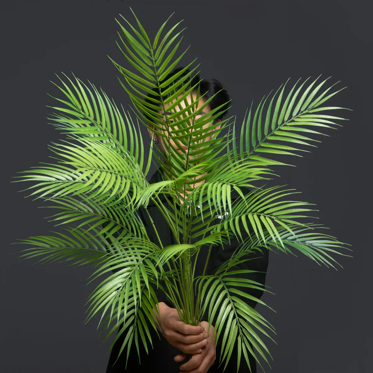 Plantas de Palma artificiales grandes, hojas de helecho de plástico Monstera falsas, hojas de palma grandes, ramas para decoración de fiesta de jardín en casa, 88cm, 18 tenedores